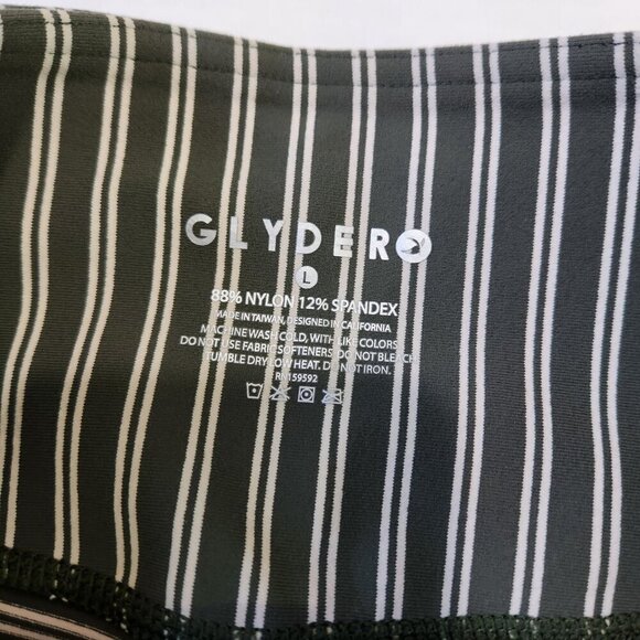 Glyder Sultry Figure Enhancing‎ Leggings Womens L Moss Oatmilk Striped Active - Picture 3 of 10